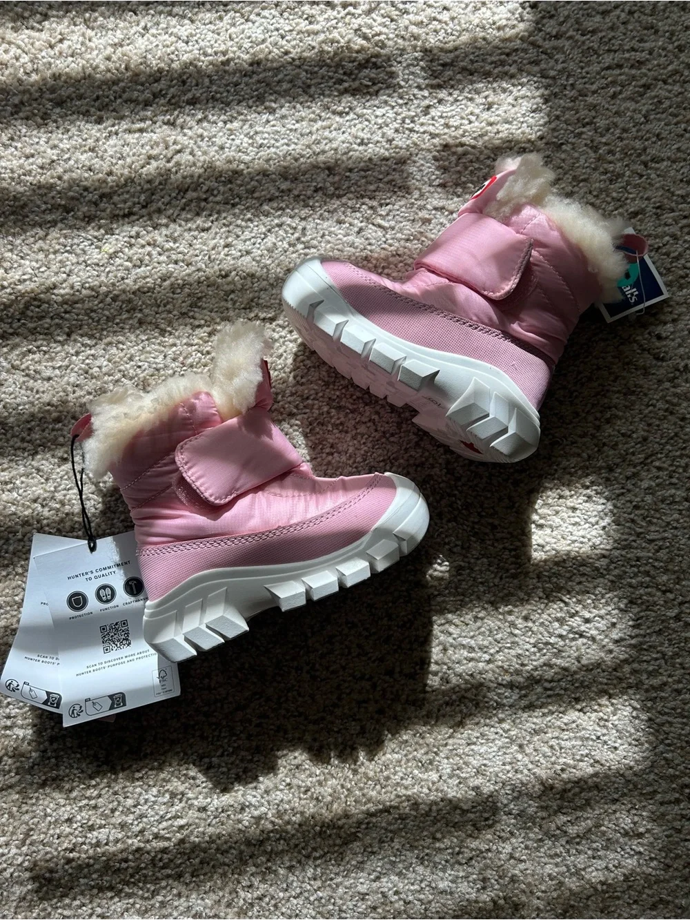 Hunter Kids Pink Faux-Fur Lined Snow Boots